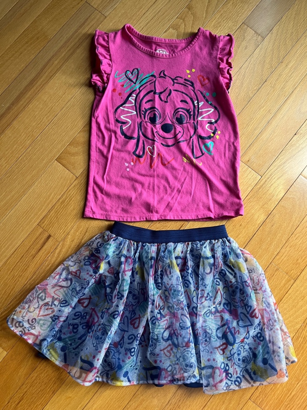 🍀6/$20 Paw Patrol Pink tank and tulle skirt set